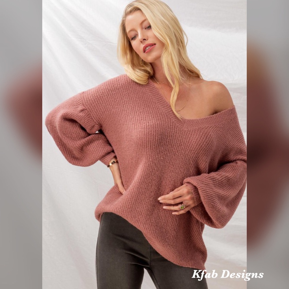 💖LAST! Super Soft Mauve Balloon Sleeve Sweater! - Picture 2 of 4